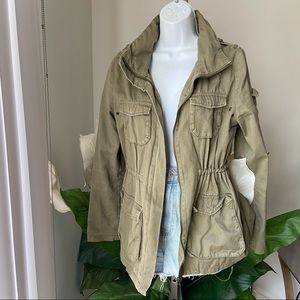 H&M Army green cargo hoodie light weight jacket